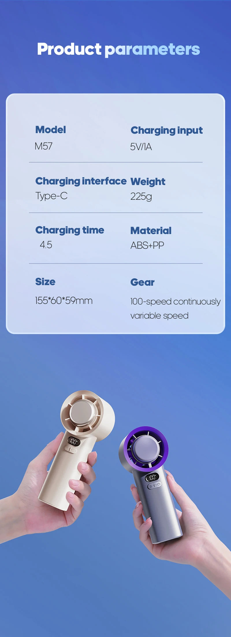 Portable Handheld Turbo Fan | 100 Adjustable Wind Speeds