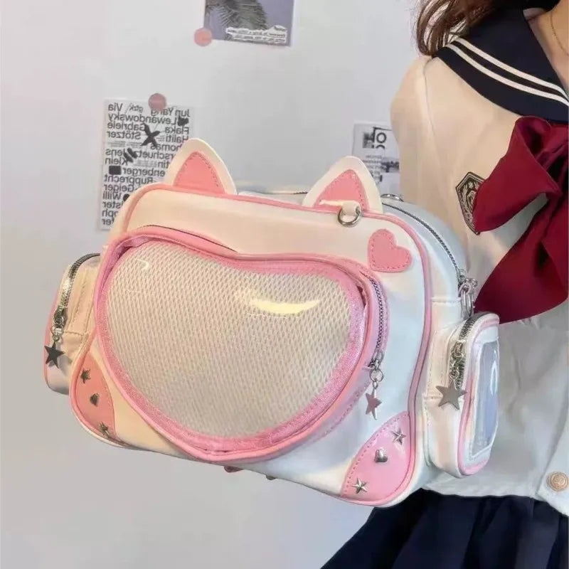 Cute Cat Rivet Backpack for Women | Chic Y2K Aesthetic Style