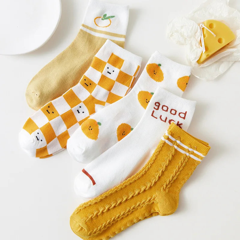Cute Women Fruit Print Socks Set | Kawaii Casual Accessories