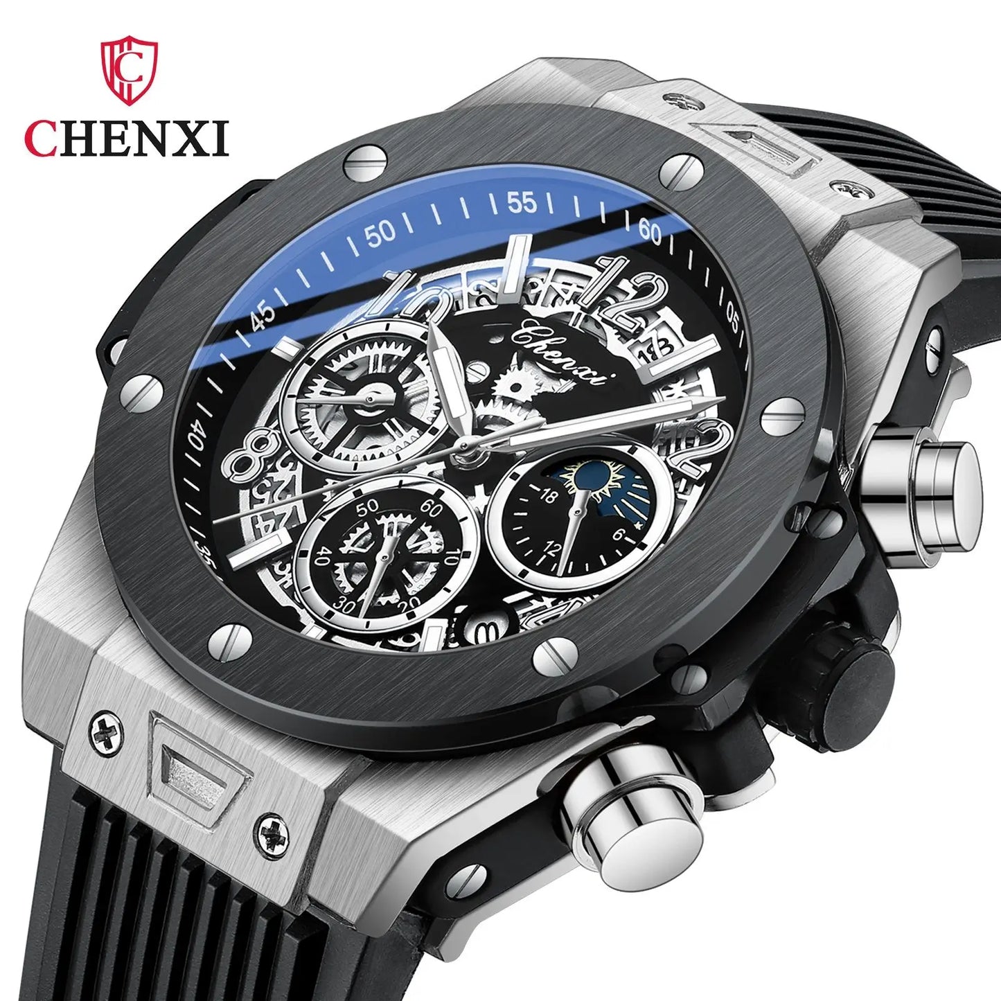 Stylish Big Dial Men's Military Watch | Waterproof Rubber Strap