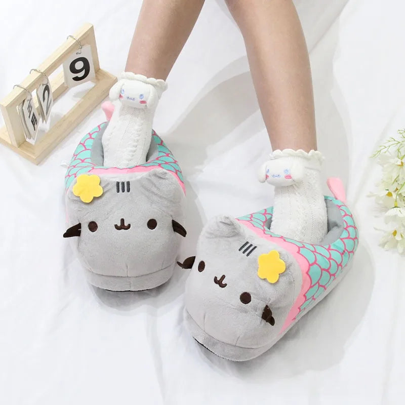 Cute Cartoon Cat Slippers | Cozy Plush Doll Indoor Shoes