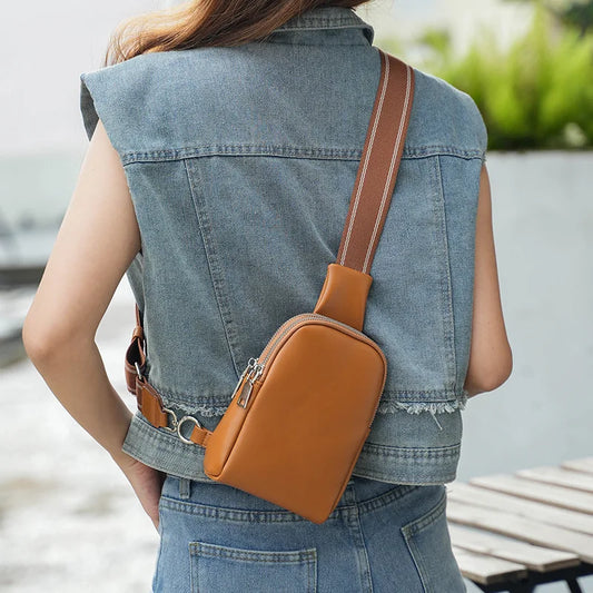 Unisex Soft Leather Chest Bag | Versatile Crossbody Waist Bag