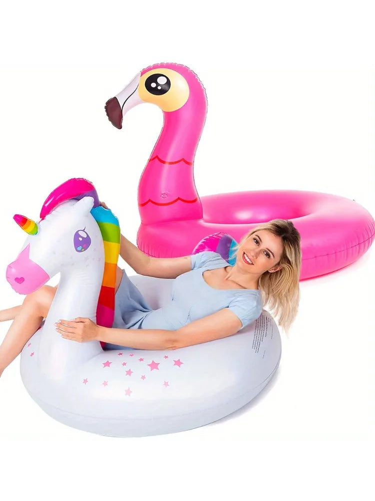 2Pack Fun Inflatable Flamingo Unicorn Pool Floaties for Kids
