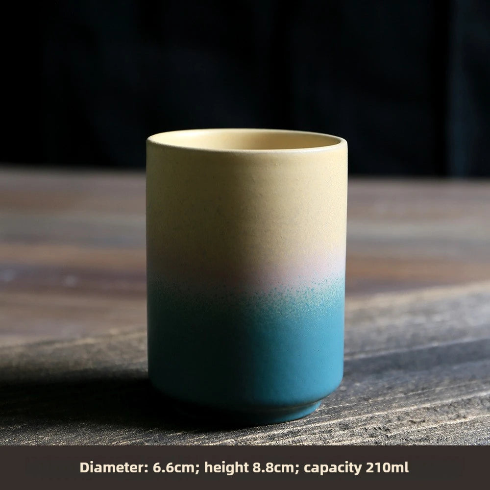 Tazas de café japonesas de gres con gradiente grande | Vajilla elegante