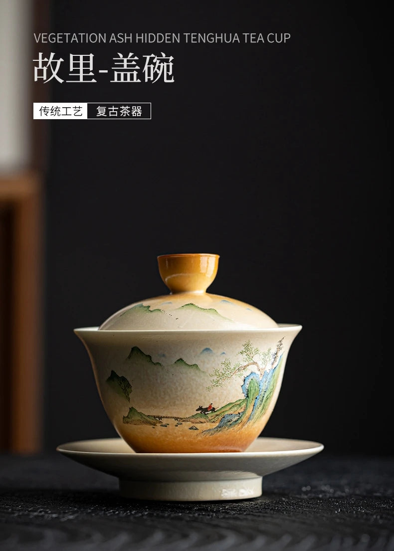 Elegante Gaiwan de Cerámica Gris | Juego de Té Kung Fu Perfecto