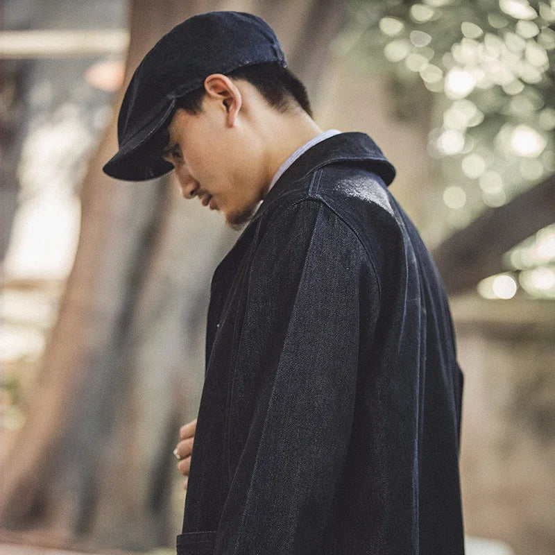 Oversized Men's Denim Newsboy Cap | Vintage Flat Cap for All Seasons