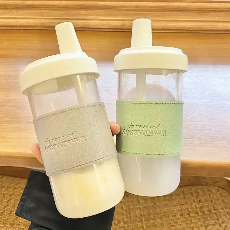 Cute Pearl Milk Tea Straw Plastic Water Bottle | Large Capacity Drinkware