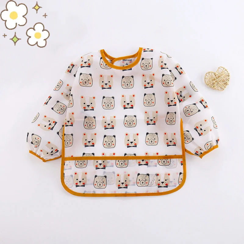 Babero de silicona con dibujos para bebé | Suave, impermeable y seguro