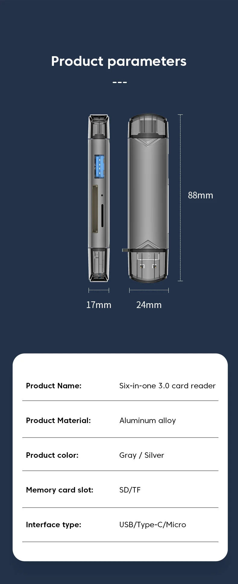 Universal 6 in 1 Card Reader | USB3.0 Multi-Function Adapter