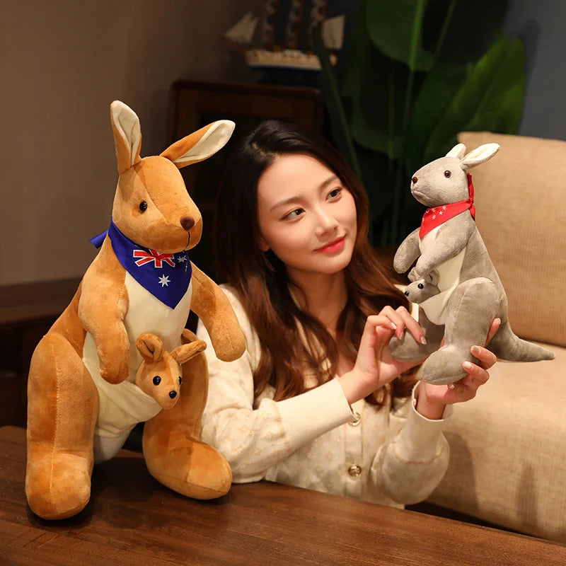Lifelike Kangaroo Plush Toy | Mum & Baby Simulation Toy