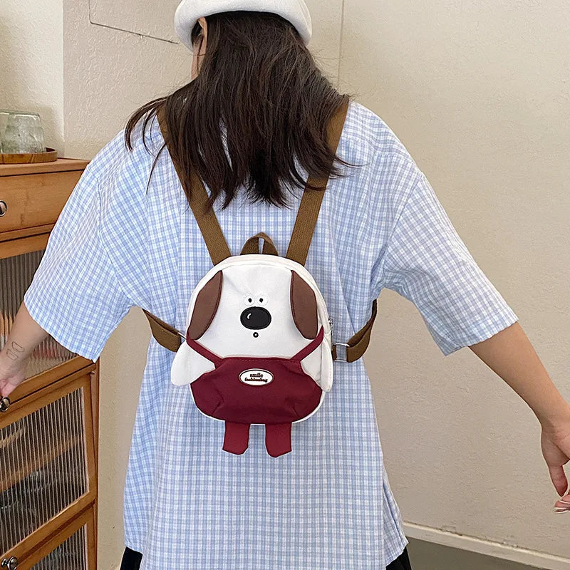 Cute Cartoon Dog Mini Backpack | Adjustable Canvas Travel Bag