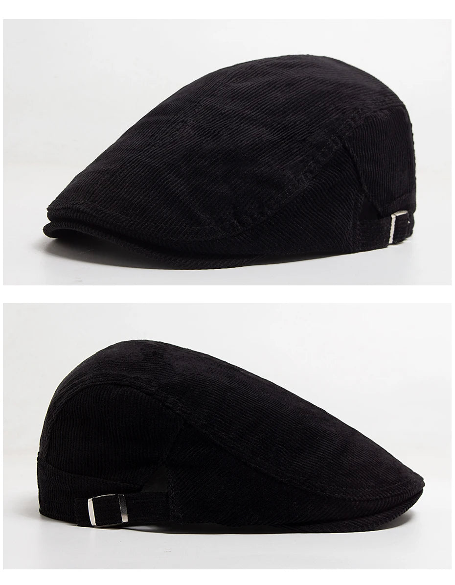 Unisex Corduroy Beret Hat | Vintage Newsboy Cap for All Seasons