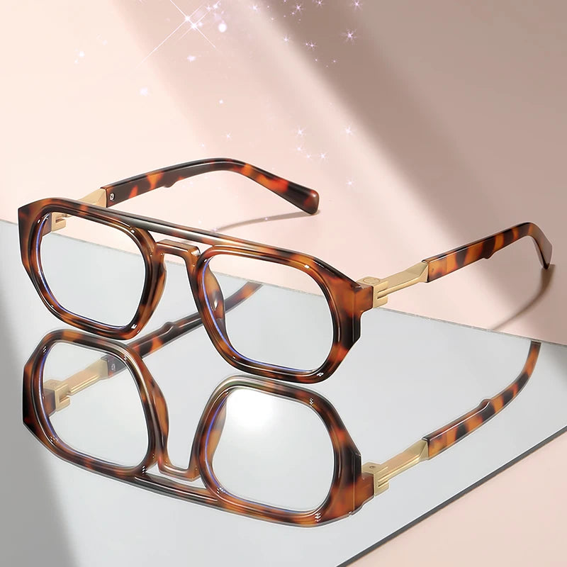 Minimalist Double-Beam Flat Glasses | Stylish Pilot Eyewear