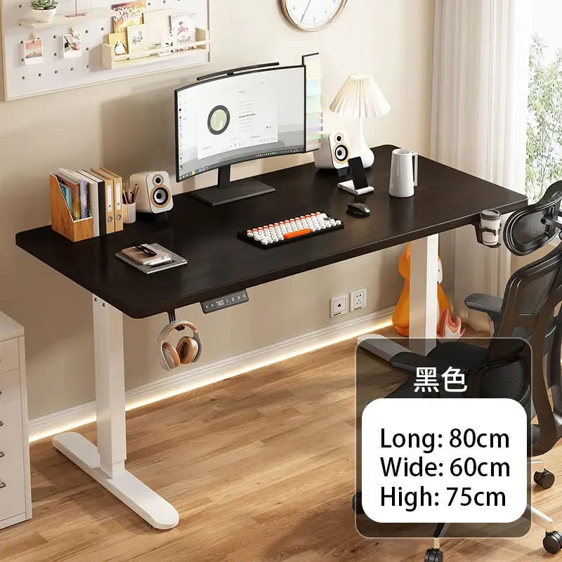 Electric Height Adjustable Solid Wood Computer Desk for Home & Office
