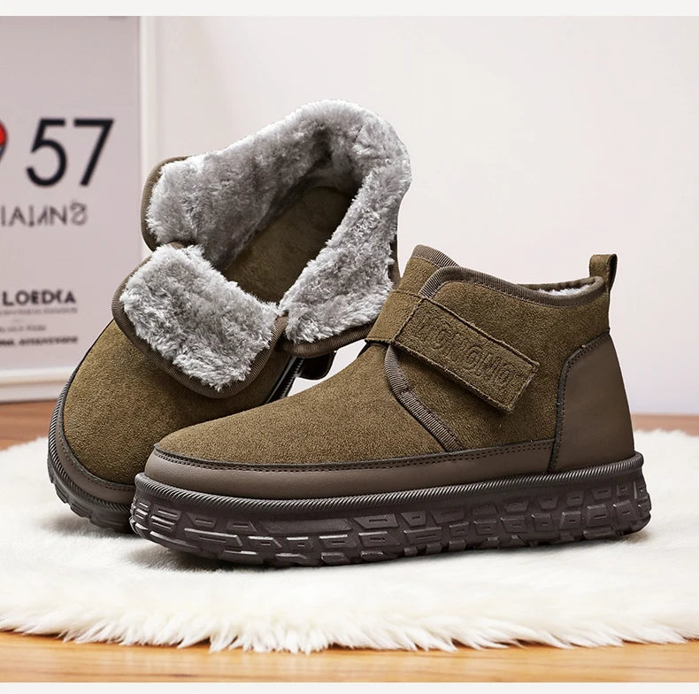 Men's Warm Fleece Lined Snow Boots | Mid-Calf Ankle Winter Shoes