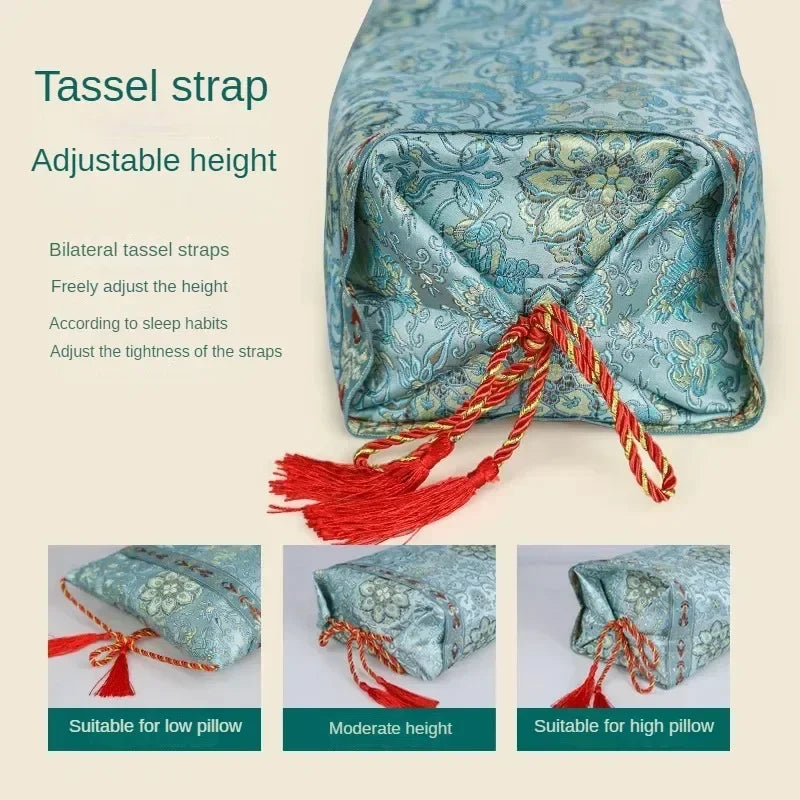 Brocade Mugwort Pillow Core Buckwheat Shell Neck Pillow Sedative Sleep Aid Rectangle Health Pillow Single Person Home Neck Care