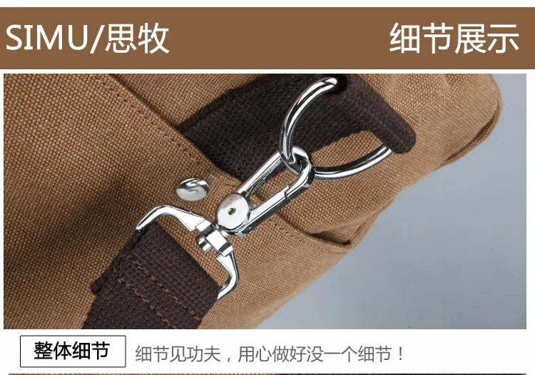 Large Capacity Casual Men's Canvas Travel Handbag | Lightweight Shoulder Bag