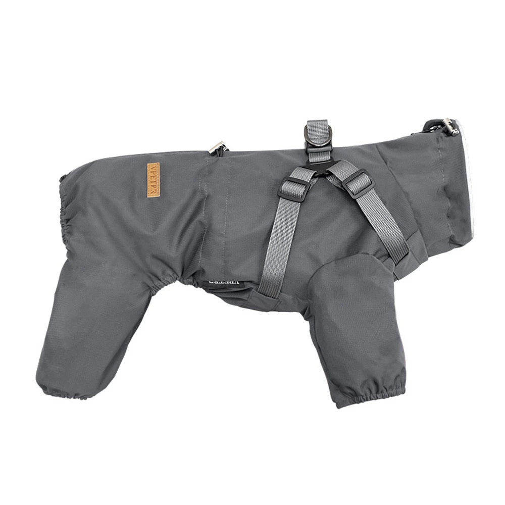Adjustable Reflective Dog Raincoat with Harness for Small Dogs