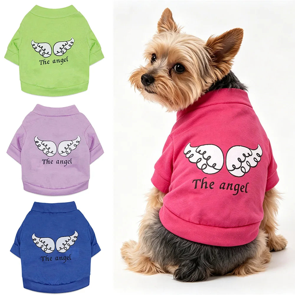 Angel Pattern Puppy Dog T-shirt | Cute Summer Pet Vest for Dogs