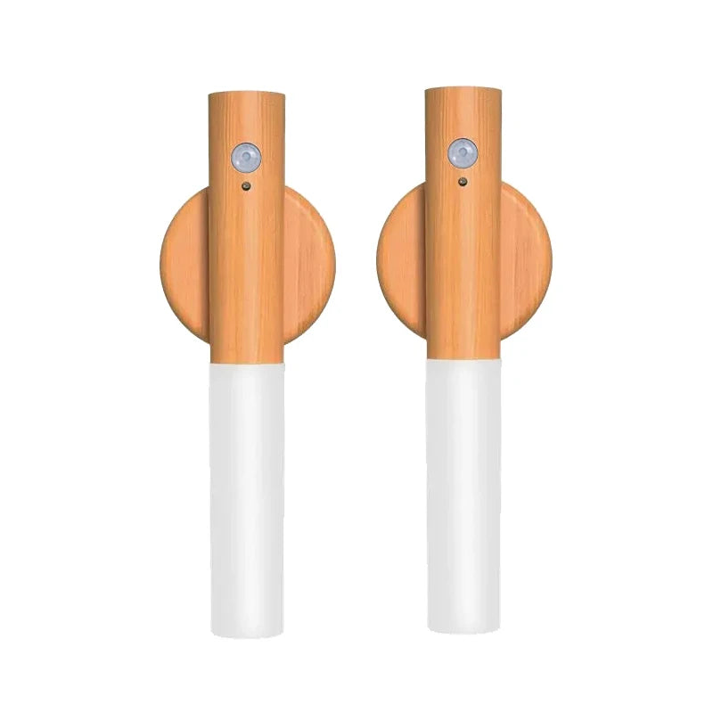 Luz nocturna LED recargable con sensor de movimiento | Elegante diseño de vetas de madera