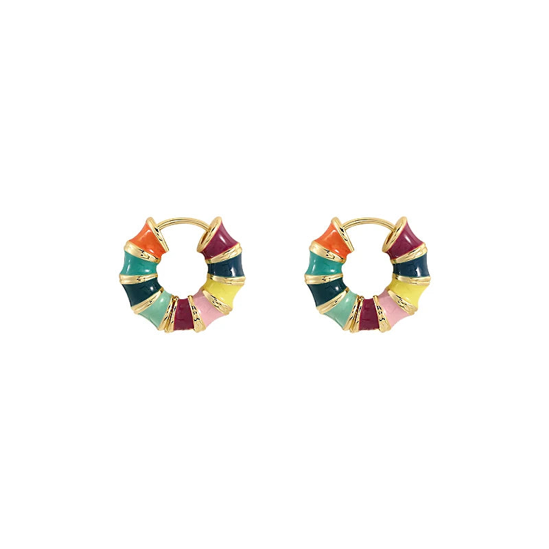 Romantic Retro Enamel Gold Hoop Earrings for Women | Fashion Jewelry
