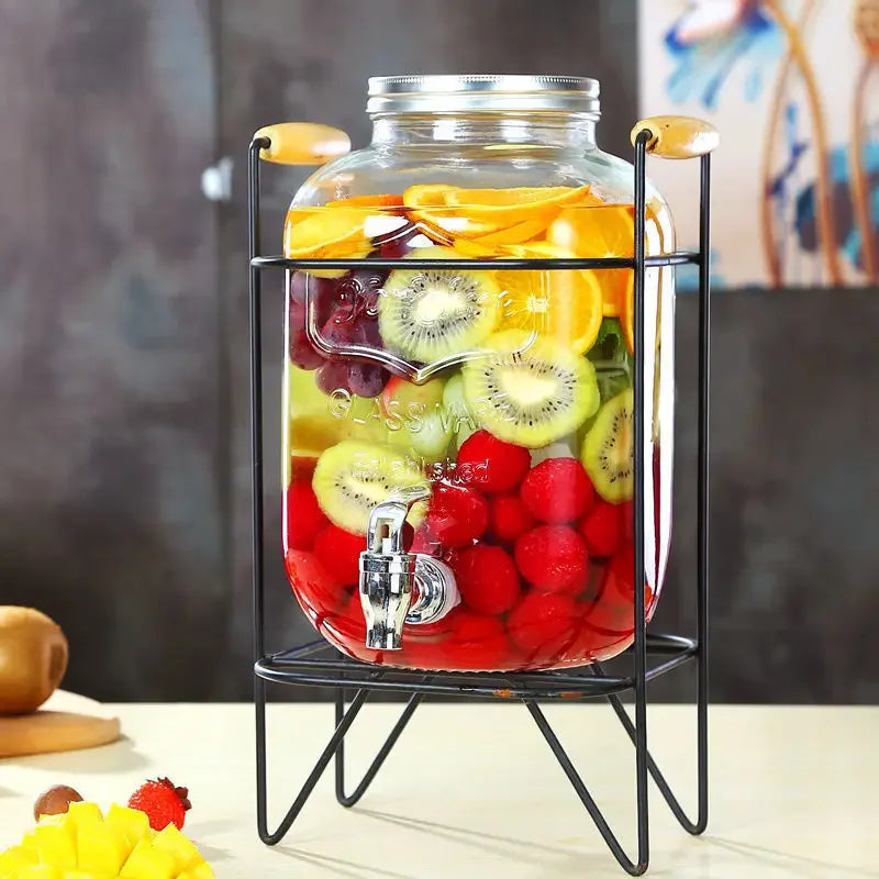 Elegant 4L Glass Beverage Dispenser with Stand & Tap