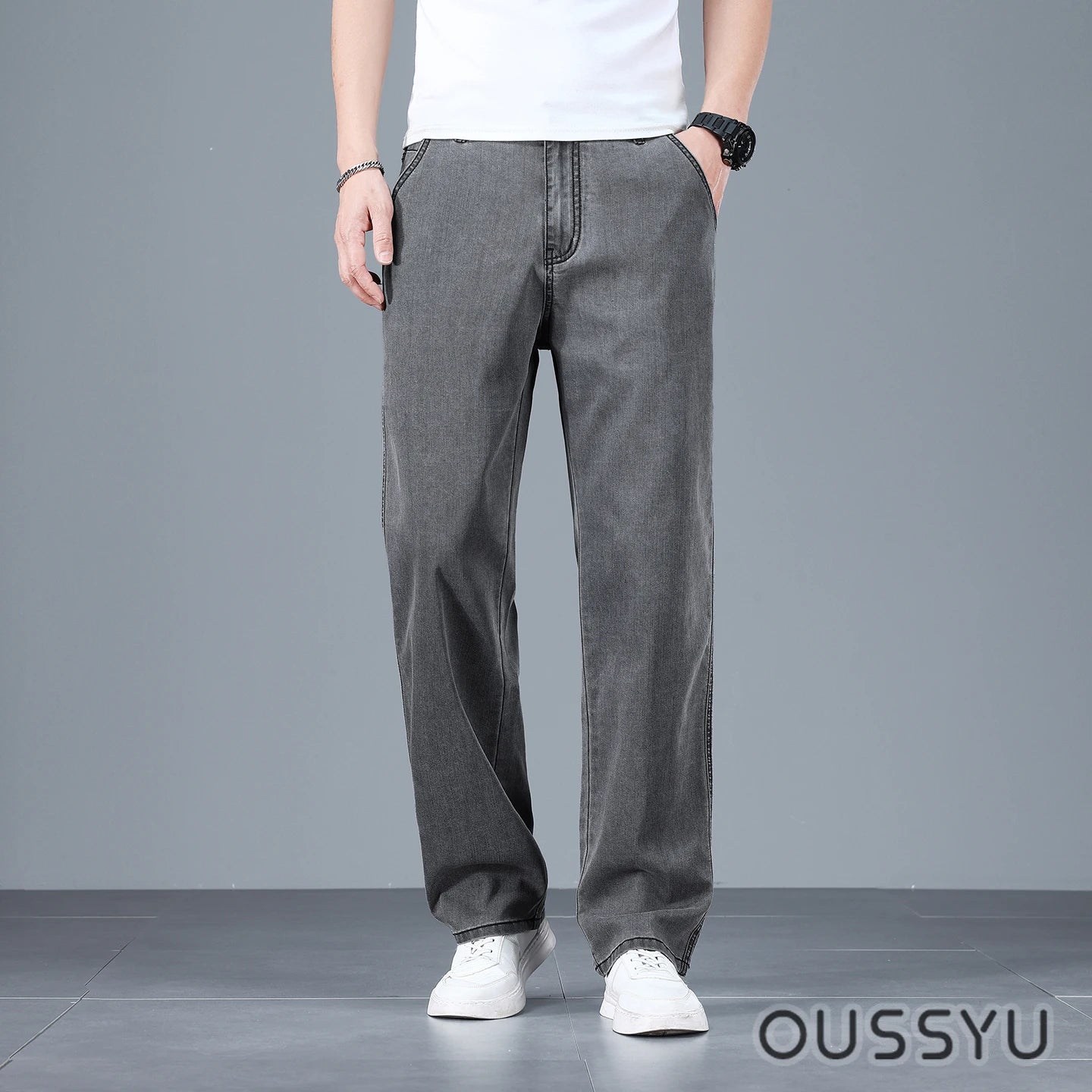 Men's Loose Straight Jeans | Lightweight Casual Pants for Summer