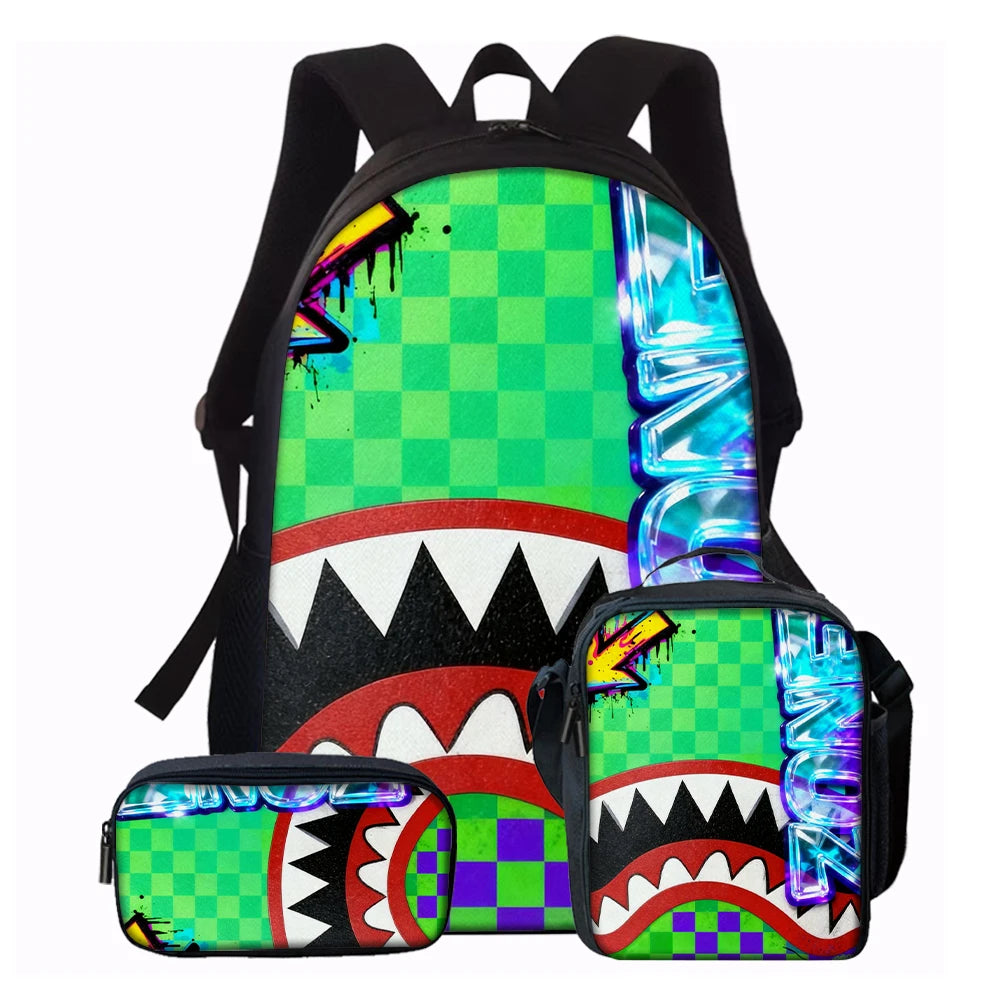 Trendy Shark Graphic Backpack Set | Ideal for School & Adventures