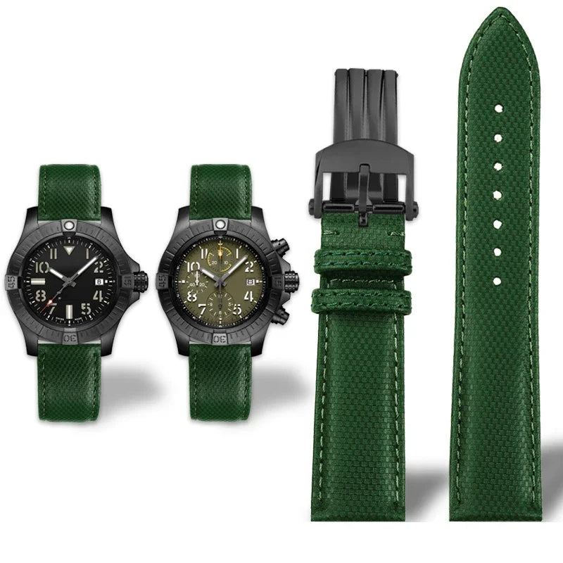 Versatile Yellow Nylon Leather Watch Strap | 22mm Men's Band