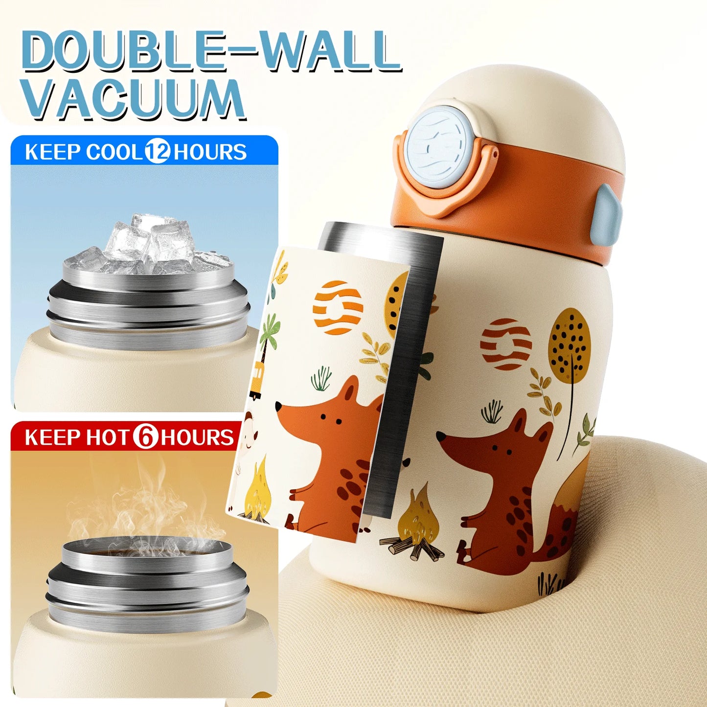 400ml Kids Water Bottle with Cartoon Design | Insulated & Portable