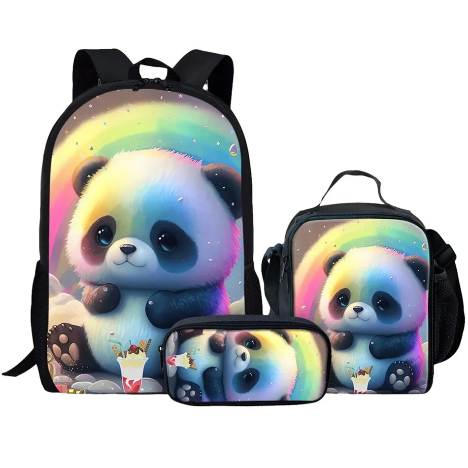 Anime Panda Print Backpack | Trendy School Bag for Kids