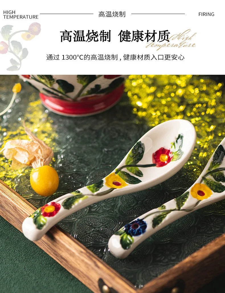 Cucharas de cerámica de estilo japonés para sopa | Elegante vajilla de cocina