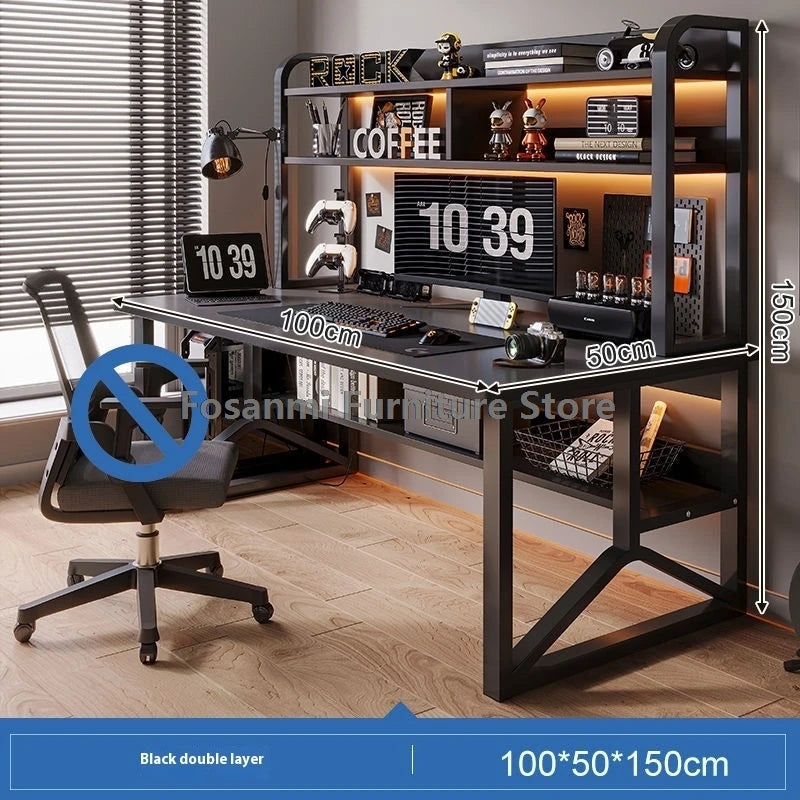 Black Wide Study Desk | Modern Sturdy Gaming Computer Table