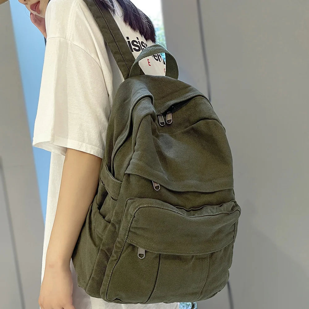 Stylish Vintage Fabric Backpack | Trendy & Functional Student Bag