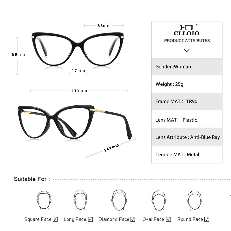 Stylish Cat Eye Reading Glasses | Anti Blue Light Protection