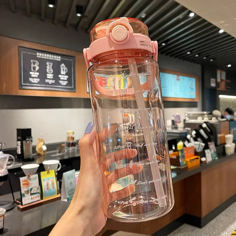 Large Capacity Sport Straw Water Bottle | Portable Travel Cup