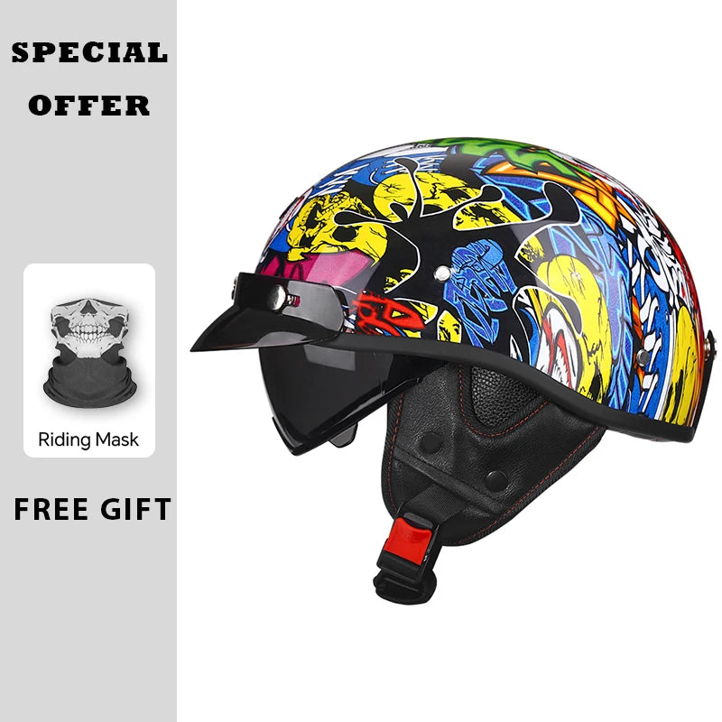 Vintage Half Face Motorcycle Helmet | Lightweight & Safe 2026