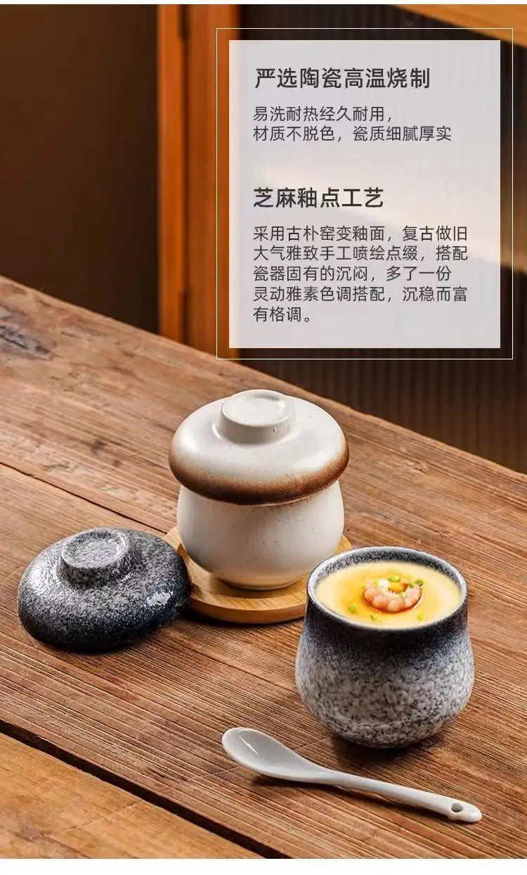 Japanese Ceramic Small Stew Pot Set | Creative Tableware for One