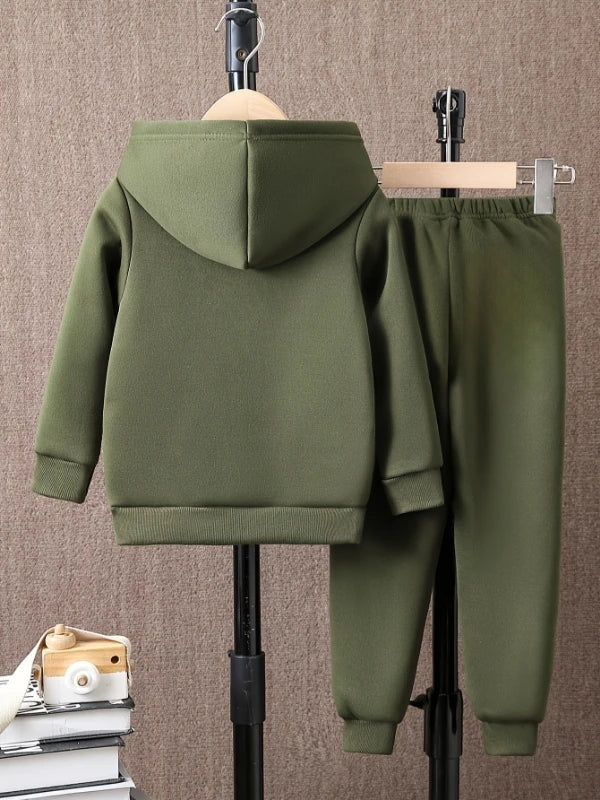 Newborn Baby Boy Bear Print Fleece Hoodie & Pants Set | Cozy Outfit