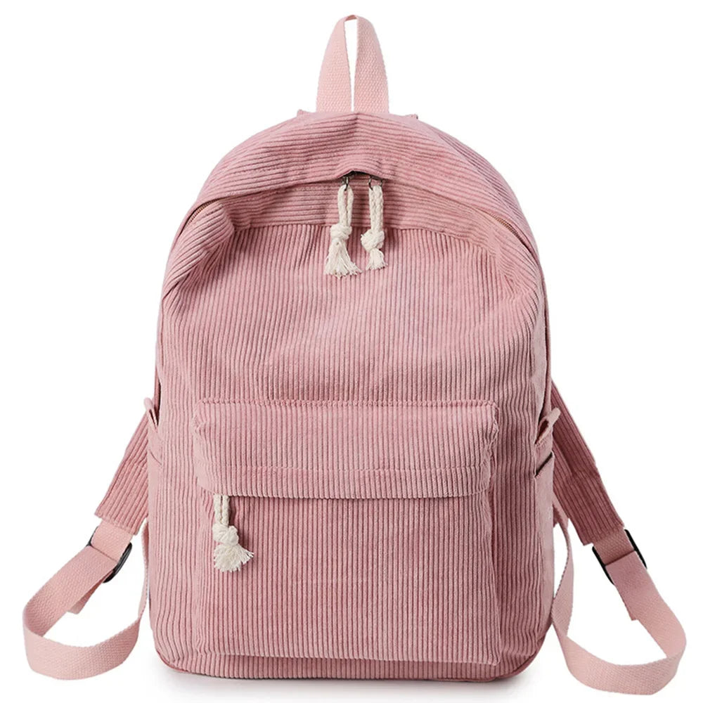Personalized Corduroy Student Backpack | Anti-Theft School Bag for Teens