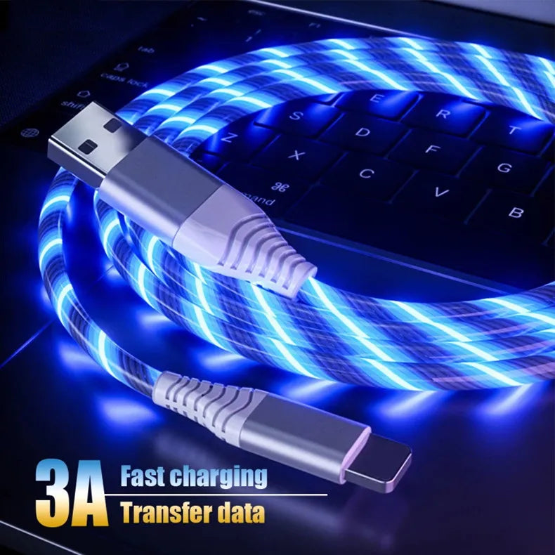 LED Glowing Charging Cables | Fast Micro USB & Type C Options