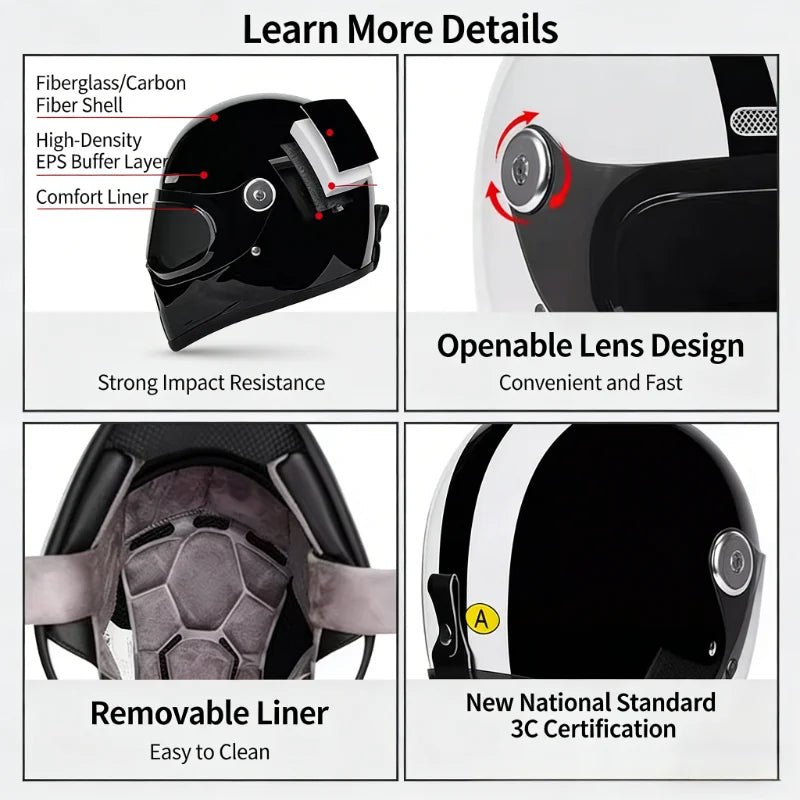 Dual Visor Full Face Motorcycle Helmet | ECE DOT Approved Design