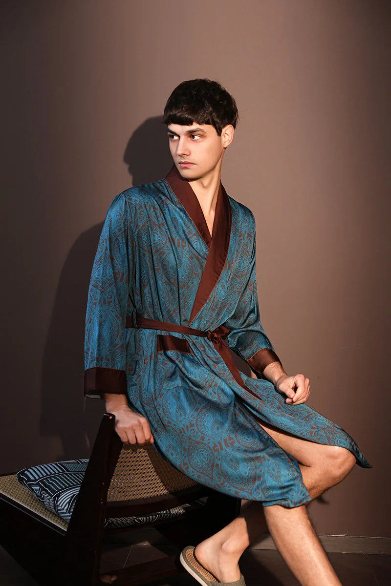 Comfortable Male Rayon Sleepwear Kimono Bathrobe | Loungewear