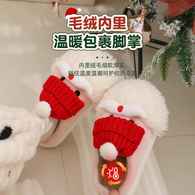 Women's Cute Santa Claus Plush Slippers | Cozy Christmas Indoor Shoes