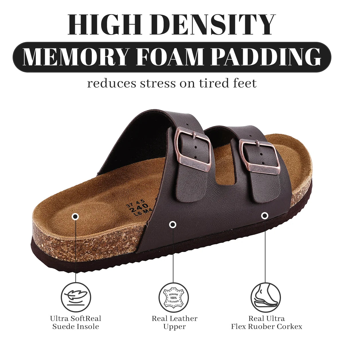Women's Soft Footbed Leather Sandals | Retro Cork Comfort