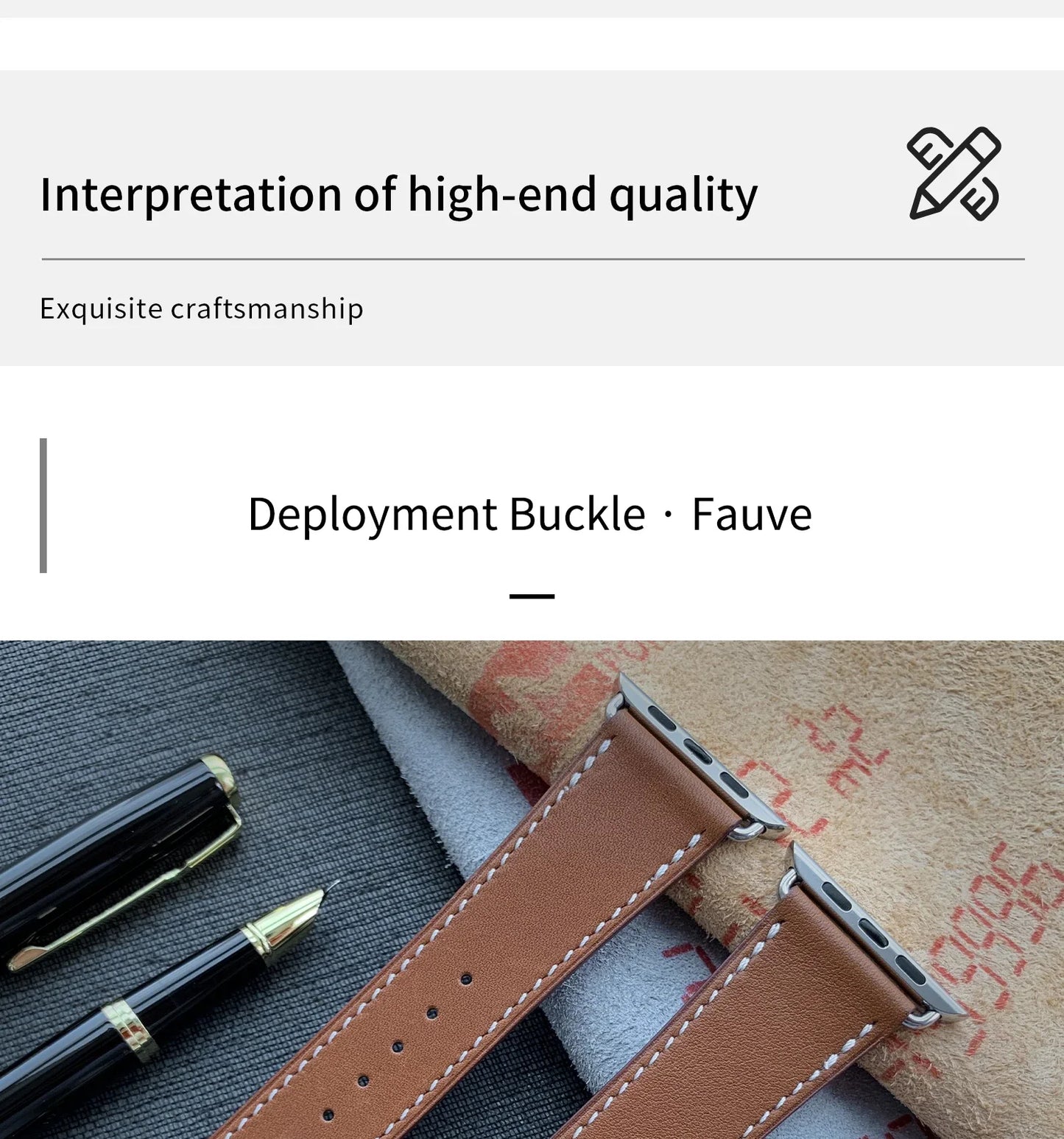 High Quality Genuine Leather Watch Band | Deployment Buckle Strap