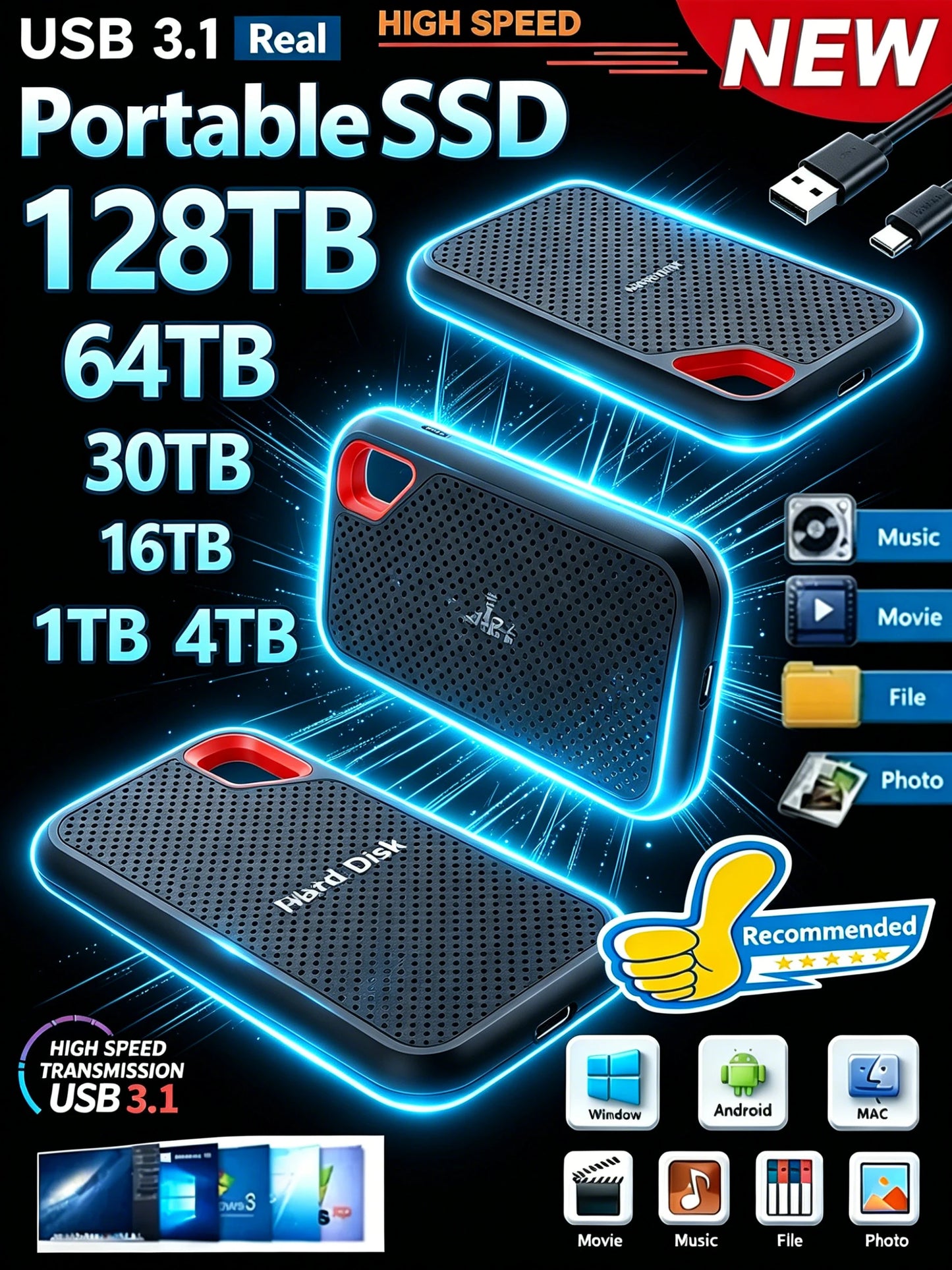 Slim Portable 4TB External SSD | High-Speed Data Storage Solution