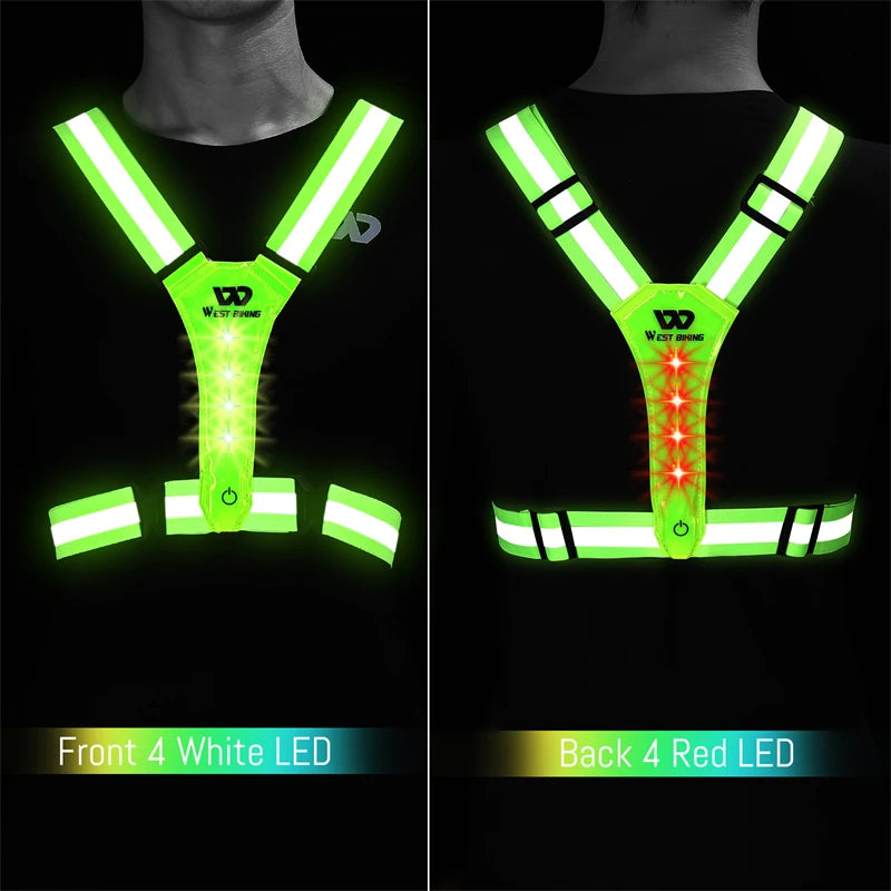 Reflective LED Light Safety Vest for Night Running & Cycling