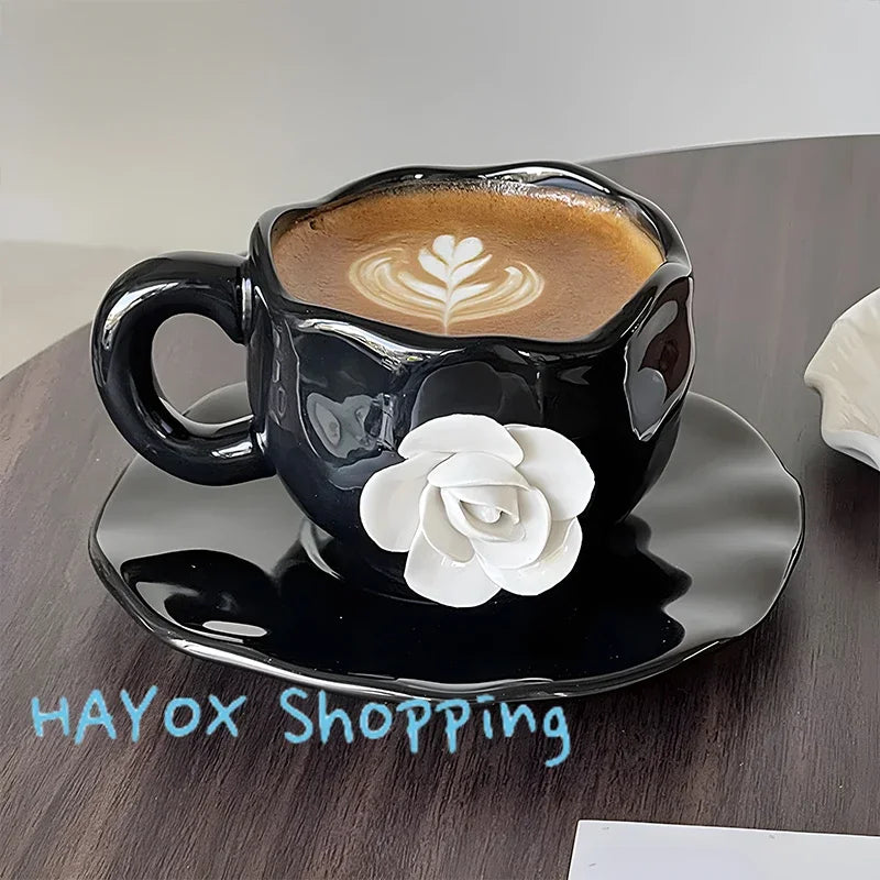 Elegant 3D Rose Ceramic Coffee Mugs | Stylish Drinkware for Every Occasion