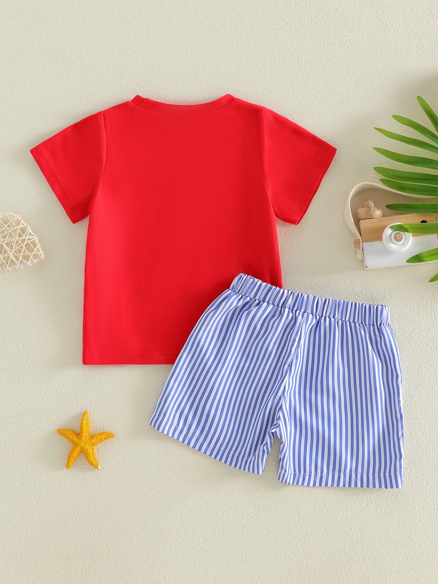Boys Summer Outfit Set | Casual Short Sleeve Tee & Denim Shorts
